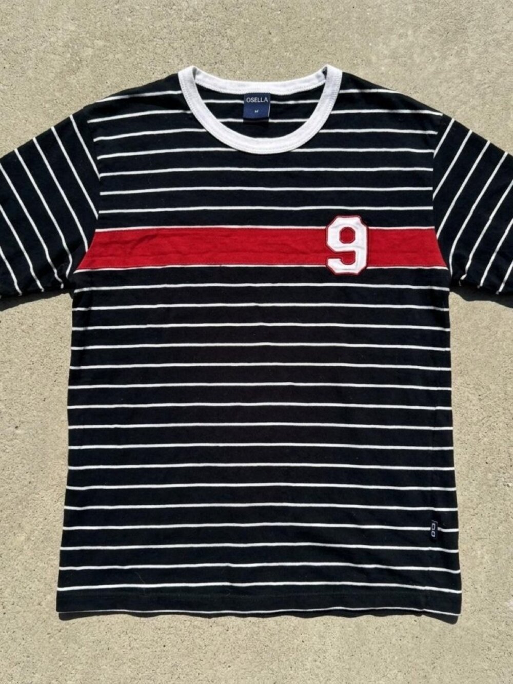 Osella Striped Ringer Tee Red Stripe Number 9 M